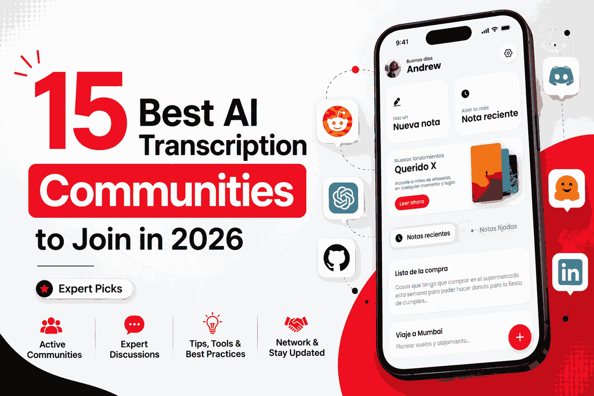 Cover for 15 Best AI Transcription Communities to Join in 2026 (Expert Picks)